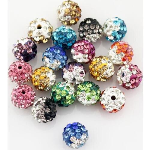 100Pcs/lot 10MM Multicolors Clay Beads Disco Pave Crystal Round Ball Beads For Jewelry Making Earrings Bracelet DIY Beads