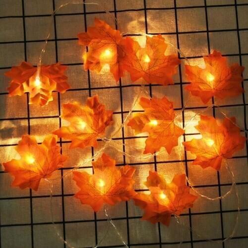 2M 10Pcs Maple Leaves Lights String Garland LED Christmas Decoration Fairy String Light DIY Halloween Decor