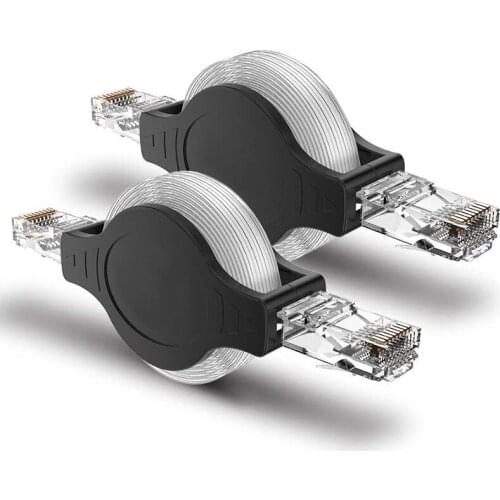 2PCS Portable RJ45 Cat 5 5E Retractable Ethernet LAN Network Patch Cable 10/100 Mbps 1.5M/5FT