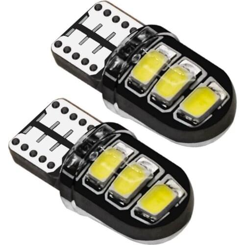 2Pcs T10 W5W Silica Gel 6 SMD LED Car Interior Reading Dome Light WY5W 194 501 Wedge Parking Bulbs Turn Side lamps 12V