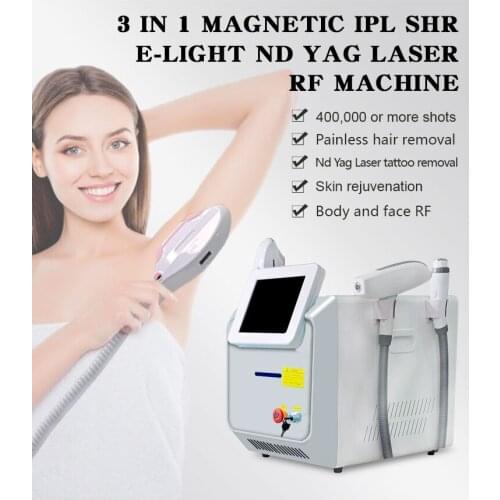 Free Shipping 360 Magneto Hair Removal & Shr Elight Ipl Opt Rf &Nd Yag Laser 1064 Tattoo removal multifunctional Beauty Machine
