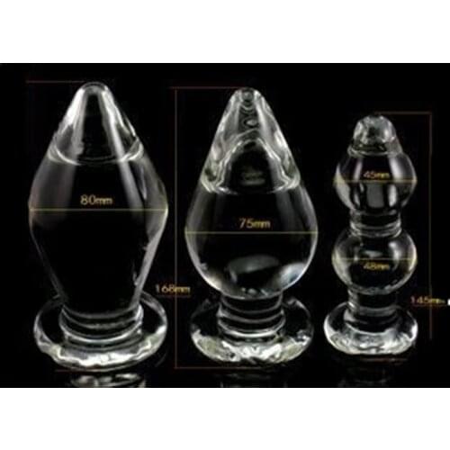 3 Models Available Ultra-thick Size Transparent Glass Anal Toy Round Head Beads Anal Ass Massage Plug Thrusting Massage Stick