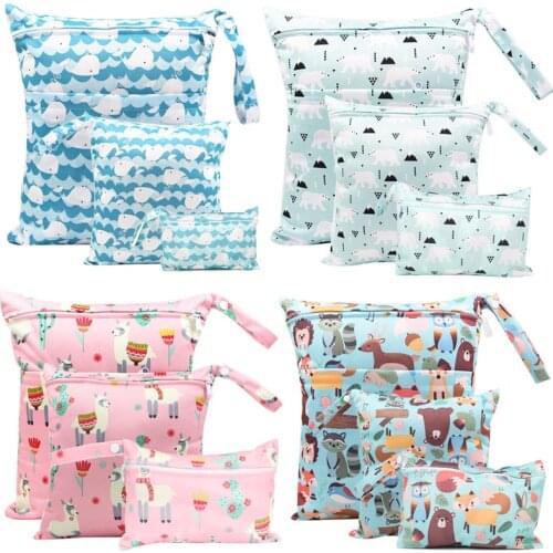 3pcs Waterptoof Reusable Diaper Bags For Baby Nappies Mini Wetbag Different Size Washable Nappy Wet Bag Maternity Stroller Bag