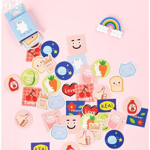 45Pcs/box Kawaii Cartoon Sticker Scrapbooking Seal Creative Diary Journal Decorative Adhesive Paper Sticker Stationery Supplies