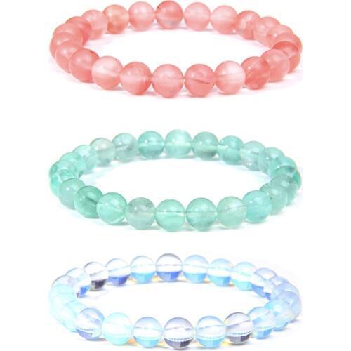 Red Watermelon Tourmaline Stone Beads Bracelet for Women Men Natural stone Bracelet Crystal Quartz Bracelets Elastic