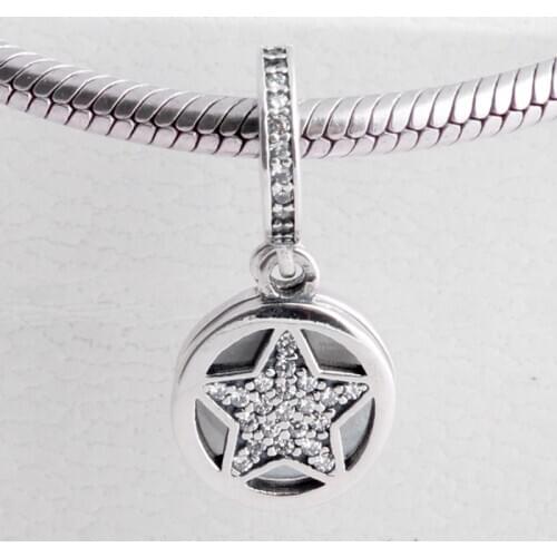 Authentic S925 Silver Bead Charm Friendship Star With Crystal Pendant Beads for Women Bracelet Bangle DIY Jewelry
