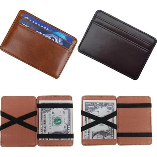 Flip Wallet Mens PU Creative Magic Coin Purse Womens Short Two-Fold Card Holder Multifunctional Solid Color Bill Holder