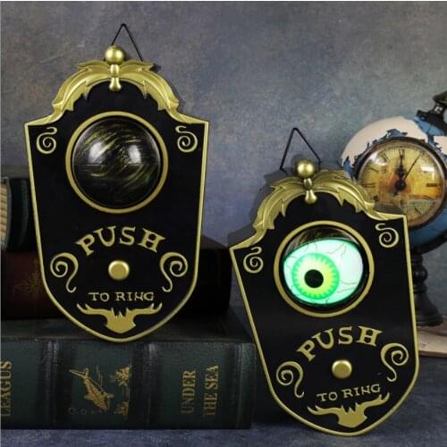 Halloween Decor Door Bell Animated Eyeball Door Bell Decor Outside Scary Light Up Witch Prop Party Haunted House Rotating Eyes