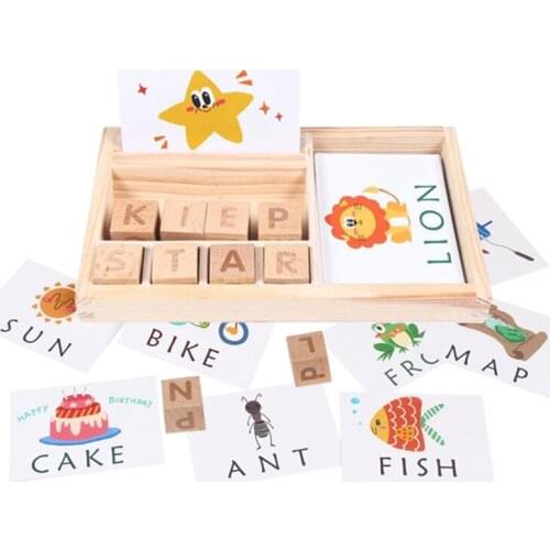Kids Spelling Words Wooden Toys Baby Early Education Words Learning Spelling Puzzle Montessori Education Toys Gifts for Children