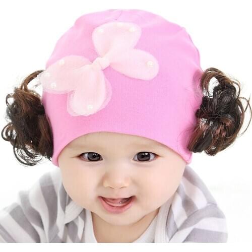 TDX C40 Baby wig hat flower baby princess hat female child autumn thermal 100% cotton pocket hat