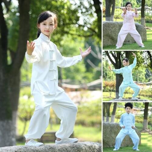 Kids Adult Martial Arts Chinese Traditional Wushu Kung Fu Clothing Set Children TaiChi Uniform Wing Chun Hanfu Tang Suit Costume