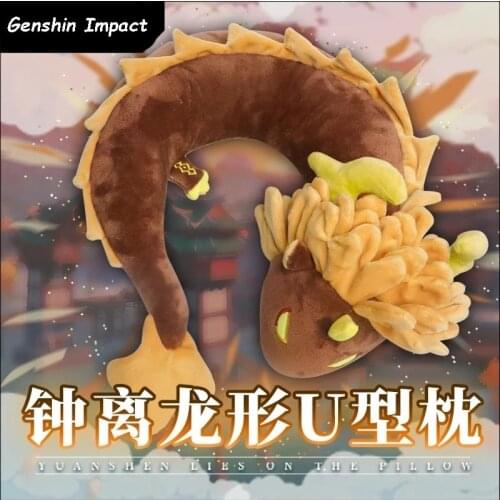 Game Genshin Impact Zhongli Hu Tao U-shape Plush Toy Stuffed Pillow Anime Cartoon Cosplay Props Cushion Xmas Gifts