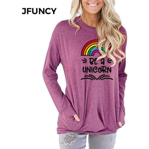JFUNCY Women Long Sleeve T Shirt Autumn Spring O Neck Plus Size Lady Tees Tops Casual Woman Loose Pullover Female T-shirt