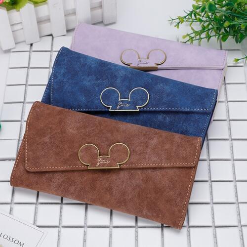 Disney cartoon mickey coin purse girl bag coin fold women long wallet package lady Card Scrub wallet holder card Clutch