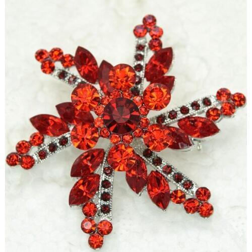 Red Marquise Rhinestone Flower Pin brooches C073 C