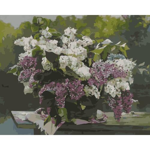 MaHuaf-i560 lilac pond DIY oil painting by numbers on canvas paint coloring by number kits wall decor painting for living room