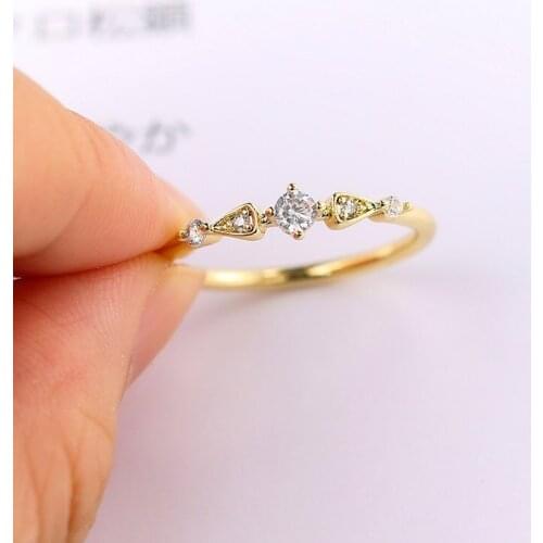 Geometry Cubic Zircon Small Rings For Women Girl Gold Silver Color Elegant Minimalist Womens Ring Female Jewelry Gift Party