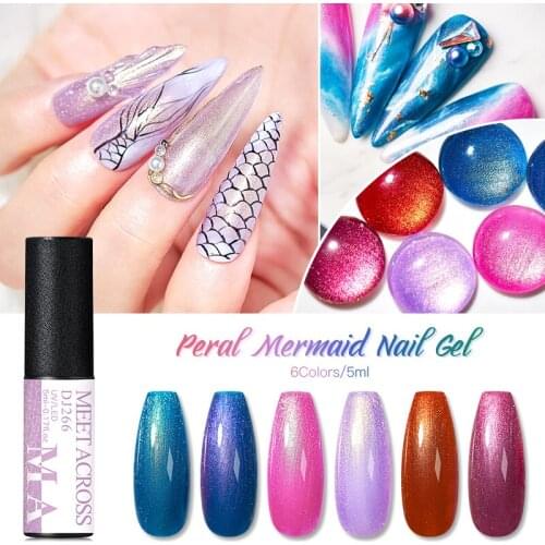 MEET ACROSS Mermaid Gel Nail Glitter Neon Chrome Polish Aurora Mirror Polish Special Effect Nail Art Decoration