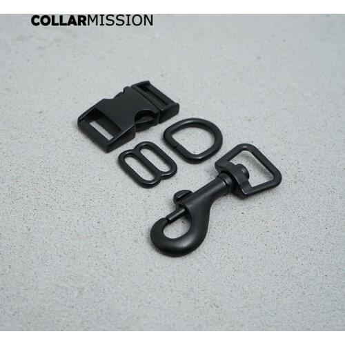 Metal buckle+adjust buckle+D ring+metal dog clasp/set) DIY dog collar black 15mm webbing sewing parts high quality