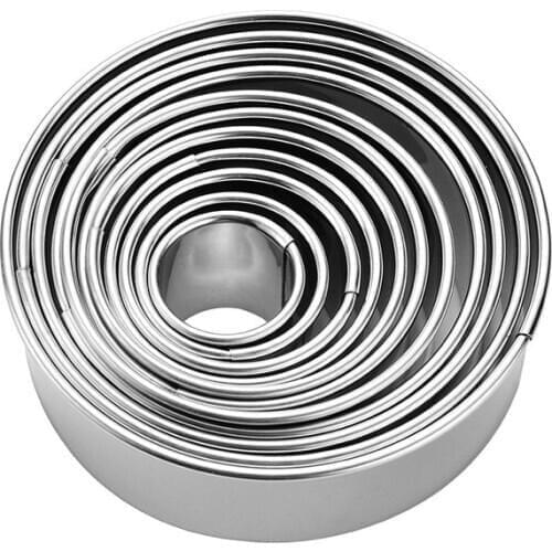 11-piece set of 430 stainless steel polished inner and outer wall creative round mousse ring biscuit cake mold for Baking
