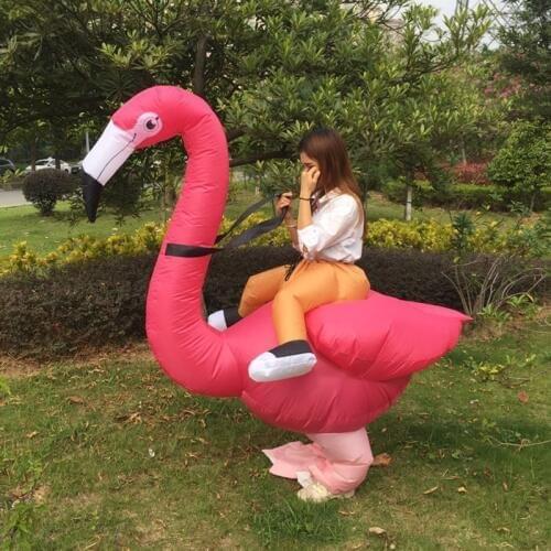 Adult Flamingo Inflatable Costume Halloween Party Outfits Animal Cosplay Costume for Women Men Carnival Dress
