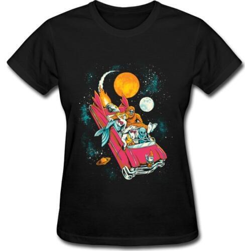 2019 Newest Fashion Women Tops T Shirts New Arrival Pure Cotton Comic T-Shirts Fantasy Voyage Mermaid UFO Spaceship Tshirt Lady
