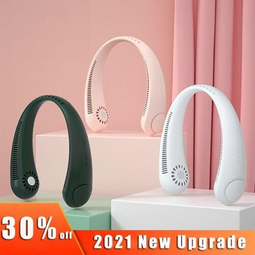 2021 New Mini Bladeless Cooling Fan Neck Fan Built-in Battery USB Rechargeable Fan Mute Sports Fans For Home Outdoor Ultraquiet