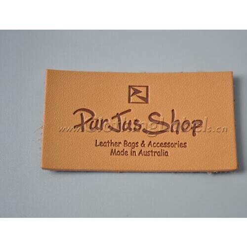 Custom leather label for denim, embossed logo, die cut, leather label, low MOQ