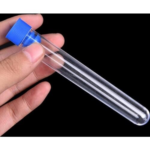 10pcs Test Tubes With Wing Plug Clear Round Bottom Vial School Chemistry Lab Supplies Plastic 15*100mm
