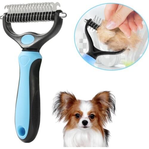 Pet Fur Knot Cutter Hair Removal Comb Dogs Cat Double-sided Comb Brush Long Hair Knot Removal Stainless Steel Dog Cat Grooming