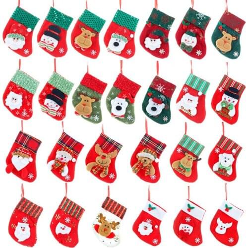 Christmas Stocking Cute Mini Xmas Gift Bags Fireplace Decoration Socks New Year Candy Holder Christmas Tree Decor