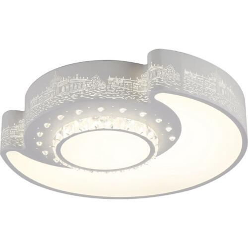 Modern Crystal 30W LED Bedroom Ceiling Lamp Living Room White Metal Frame Acrylic Bottom Panel Dining Room Ceiling Lights