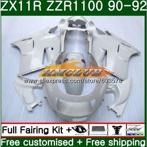 Body For KAWASAKI NINJA ZX-11R ZZR 1100 ZX 11R 1990 1991 1992 28CL.52 ZZR1100 ZX11 ZX-11 R ZX-11R 90 91 92 Pearl White Fairing