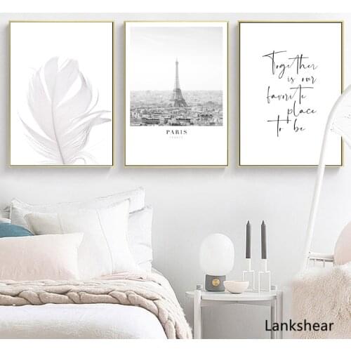 Bedroom Decoration Above Bed Wall Art Canvas Painting Love Paris Black White Posters and Prints Wall Pictures Home Room Decor