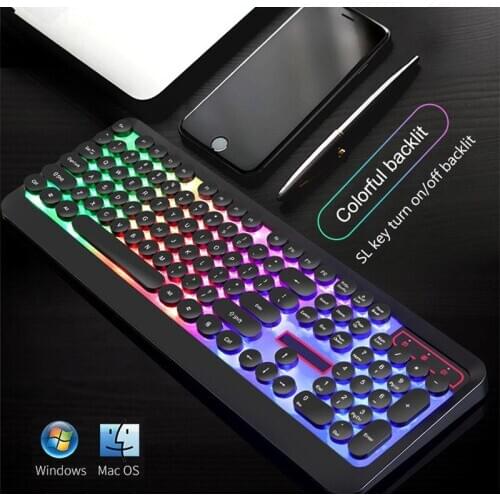 USB Wired Gaming Keyboard RGB Backlit Mechanical Feeling Keyboard For Macbook Lenovo Round Keycaps PC Computer Keypad Gamer