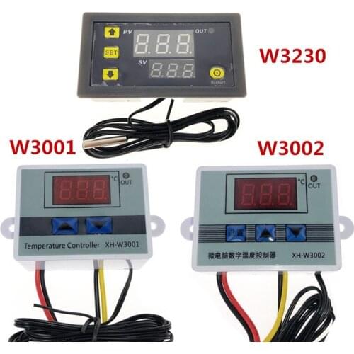 W3001 W3002 W3230 LED Digital Thermostat Temperature Controller AC 110V-220V DC12V 24V Thermoregulator Heating Cooling Control