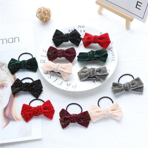 10pcs/Lot Velvet Bow Hair Clip Kids Bow Hairpins Korean High Quality Bow Hair Rope Girls Fashion Hair Accessories