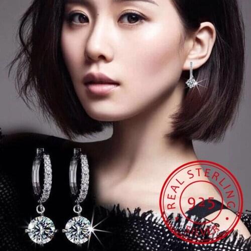 925 Sterling Silver Earrings Mosaic CZ Four Claws Zirconia Drop Earrings For Women oorbellen brincos pendientes S-E401