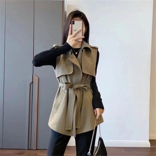 New fashion spring autumn vest women dress slim version simple style Champagne green solid color female jacket