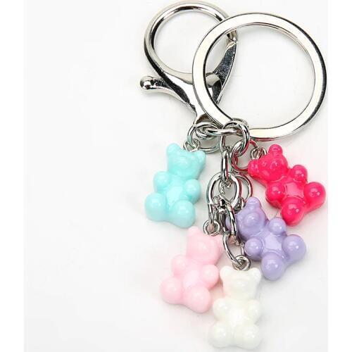 1PC resin gummy bear keychain flatback resin pendant charms resin keyring for woman jewelry