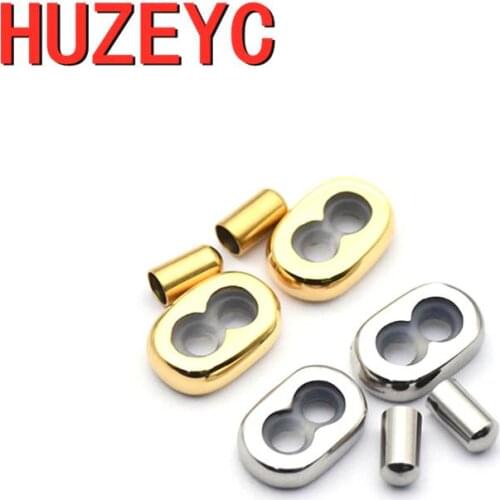 10pcs/lot Stainless Steel Double Hole Beads End Beads Set for Leather Rope Adjustable Bracelet Jewelry Making DIY Accessories