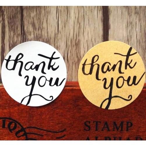 100pcs/lot Cowhide Black Flower Body Thank You Round Seal Sticker Kraft Seal Sticker For Baking Gift Label Stickers