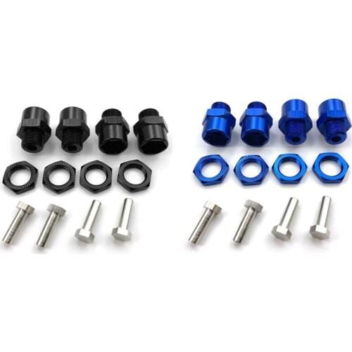2Set 17Mm Extension Wheel Hex Hub Adapter For HSP 1/10 RC Car Buggy Bigfoot Truck Can Use 1/8 Tires,Dark Blue & Black