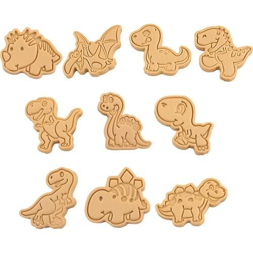 4Pcs/Set Dinosaur Cookie Cutters Plastics Cartoon Biscuit Mold Cookie Cake Decoratiing Stamp Baking Tool Sugarcraft Fondant Mold
