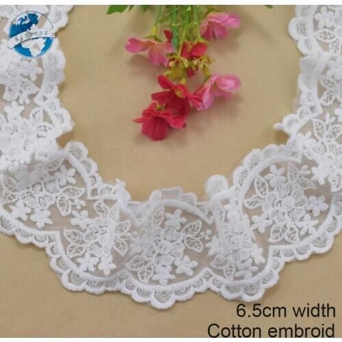 6.5cm width Cotton embroidery lace sewing ribbon guipure trim fabric DIY Garment Accessories Curtain decoration#3065