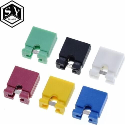 6colors x100pcs= 600PCS Pitch jumper shorted cap & Headers & Wire Housings 2.54MM SHUNT Black yellow white green red blue