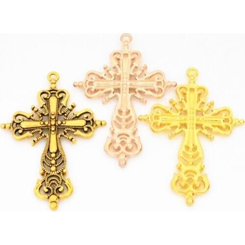 63x42x4mm 4pcs/lot Three Colors Plated Crosses Charms Pendant DIY Handmade Jewelry Accessories