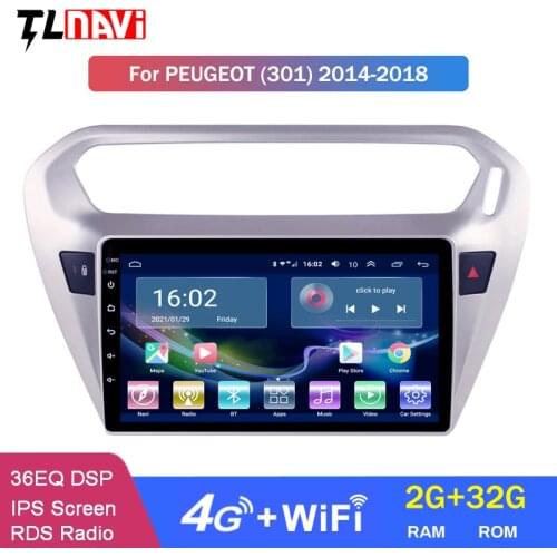 4G LTE 2G RAM Car Radio For Peugeot 301 Citroen-elysee 2014-2018 Android 10 HD 9 Inch GPS Navigation Multimedia Player