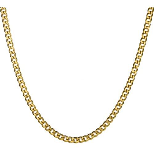 Hip hop Gold color Stainless steel 5mm width six side cut men women Necklace Cuba chain Necklaces for men women jewelry gift