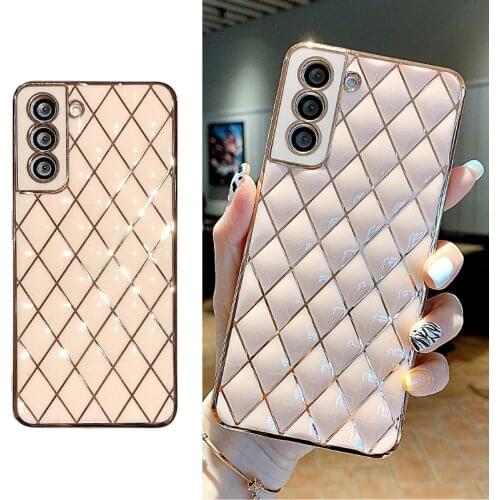 Geometric Plating Phone Case For Samsung Galaxy A72 A52 A32 A02S F62 M60 S21 Plus S21 Ultra Shockproof Soft Silicone Back Cover